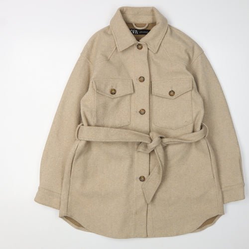 ZARA Women's Beige Mid-Length Wool Coat XS