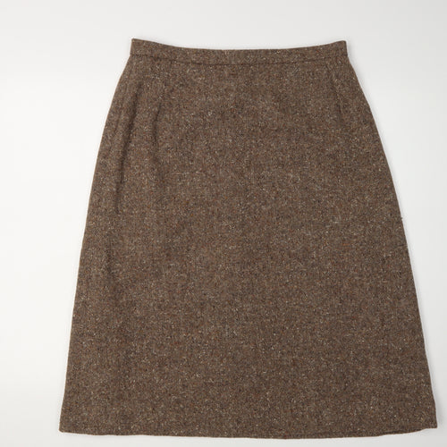 Angela Gore Women's Brown Wool Midi Skirt, UK 2