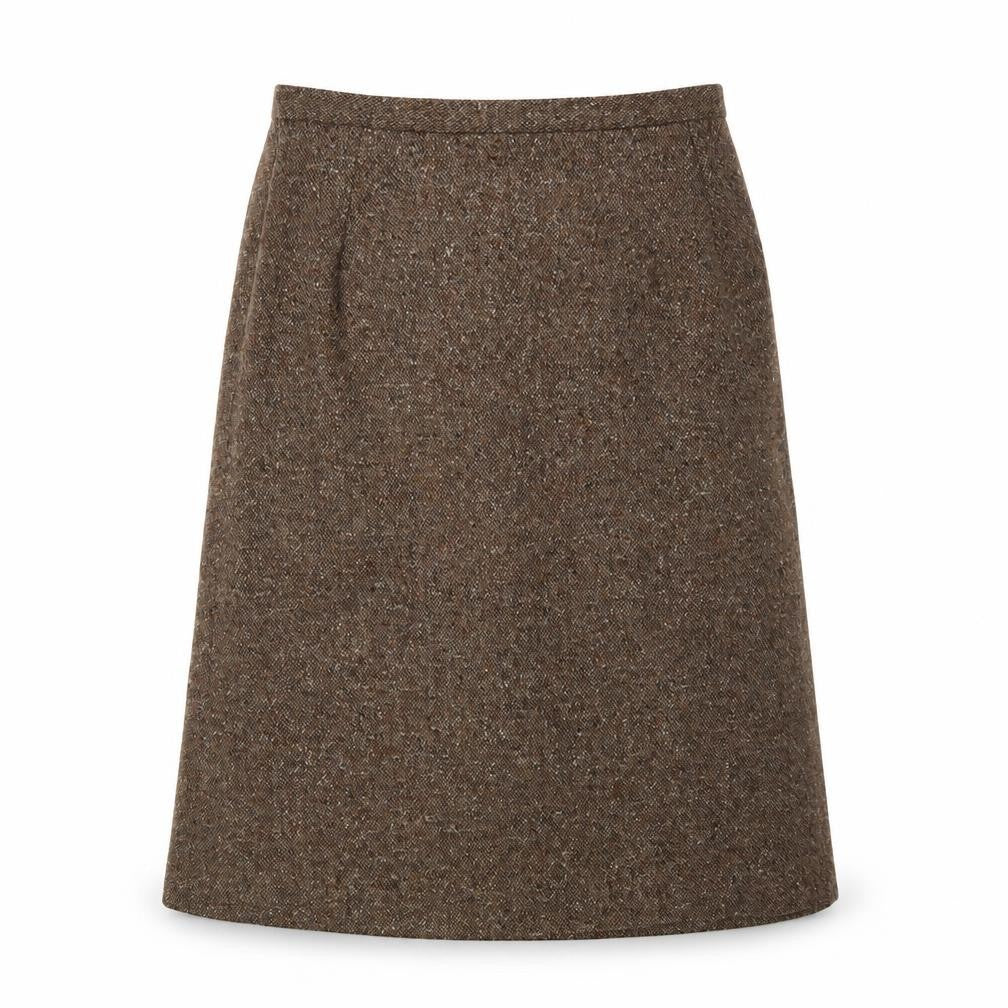 Angela Gore Women's Brown Wool Midi Skirt, UK 2
