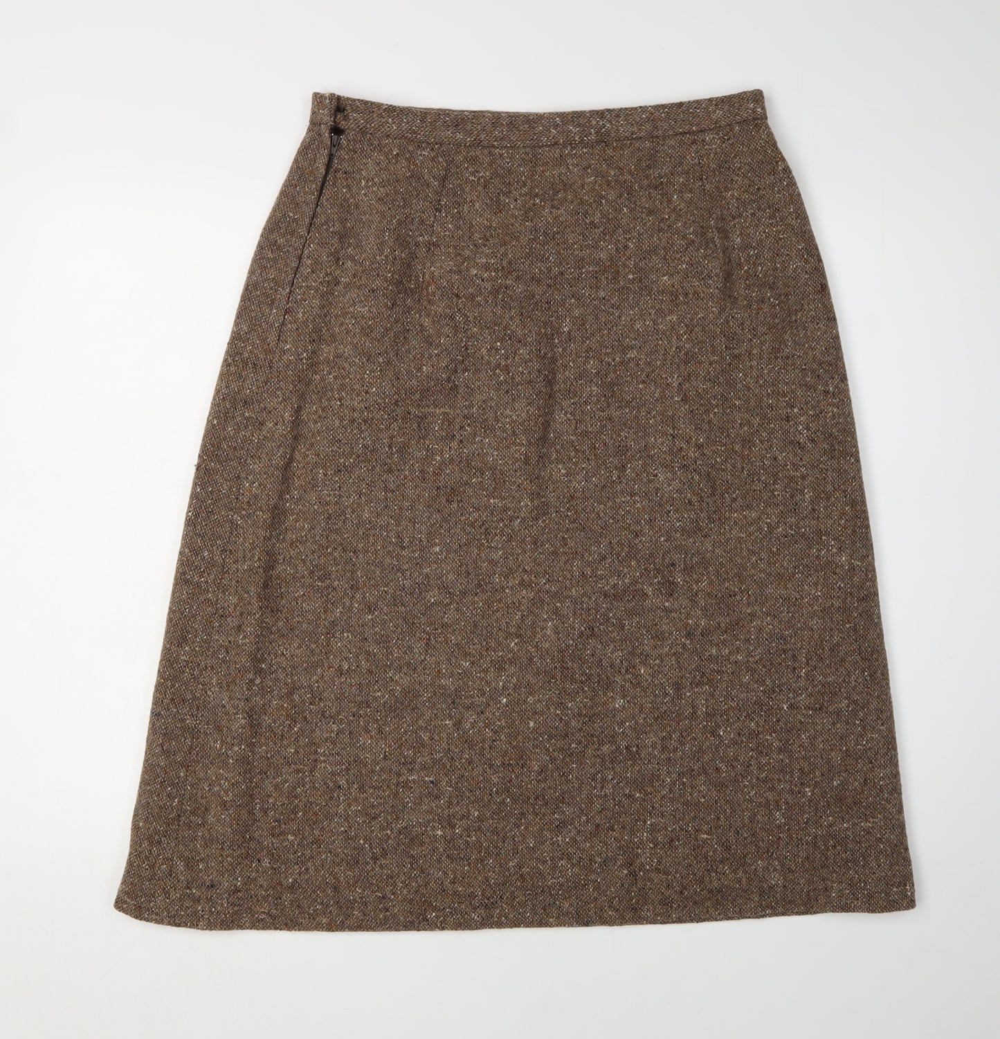 Angela Gore Women's Brown Wool Midi Skirt, UK 2