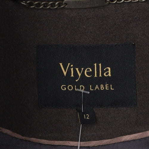 Viyella Women's Brown Wool Cashmere Mid-Length Coat Size 12