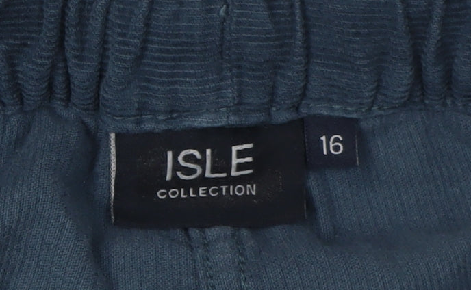 ISLE COLLECTION Women's Blue Corduroy Trousers Size 16