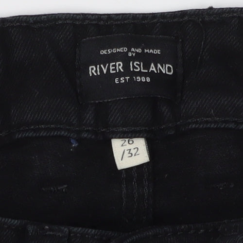 River Island Men's Black Skinny Denim Jeans Size 26 Slim