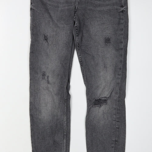 Zara Women's Grey Skinny Distressed Denim Jeans Size 8
