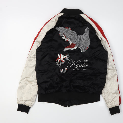 Topman Men's Black S Bomber Jacket - Embroidered Casual