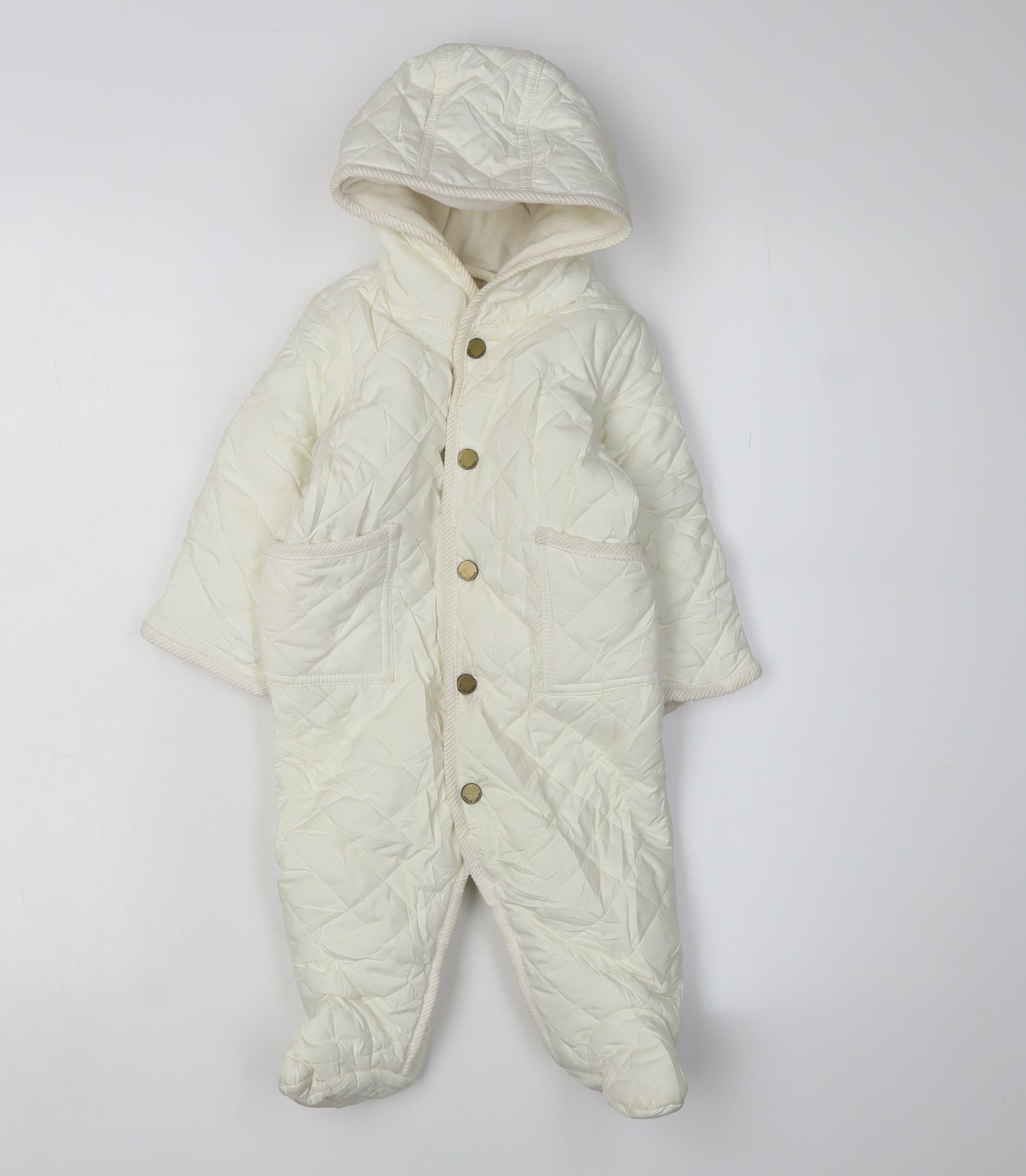 Ralph Lauren Unisex Baby Ivory Snowsuit 6 Months Quilted Winter