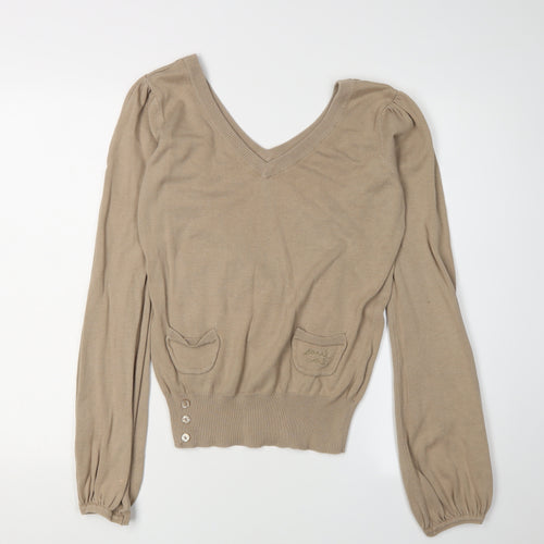 Soul Cal Women's Beige V-Neck Pullover Size 14