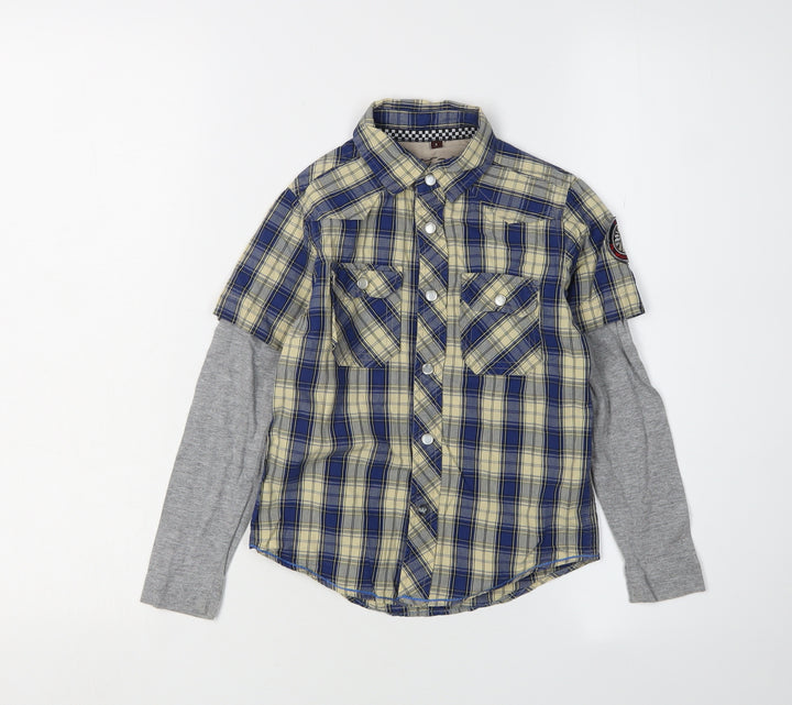 Saint George Boys Blue Check Button-Up Shirt 6 Years