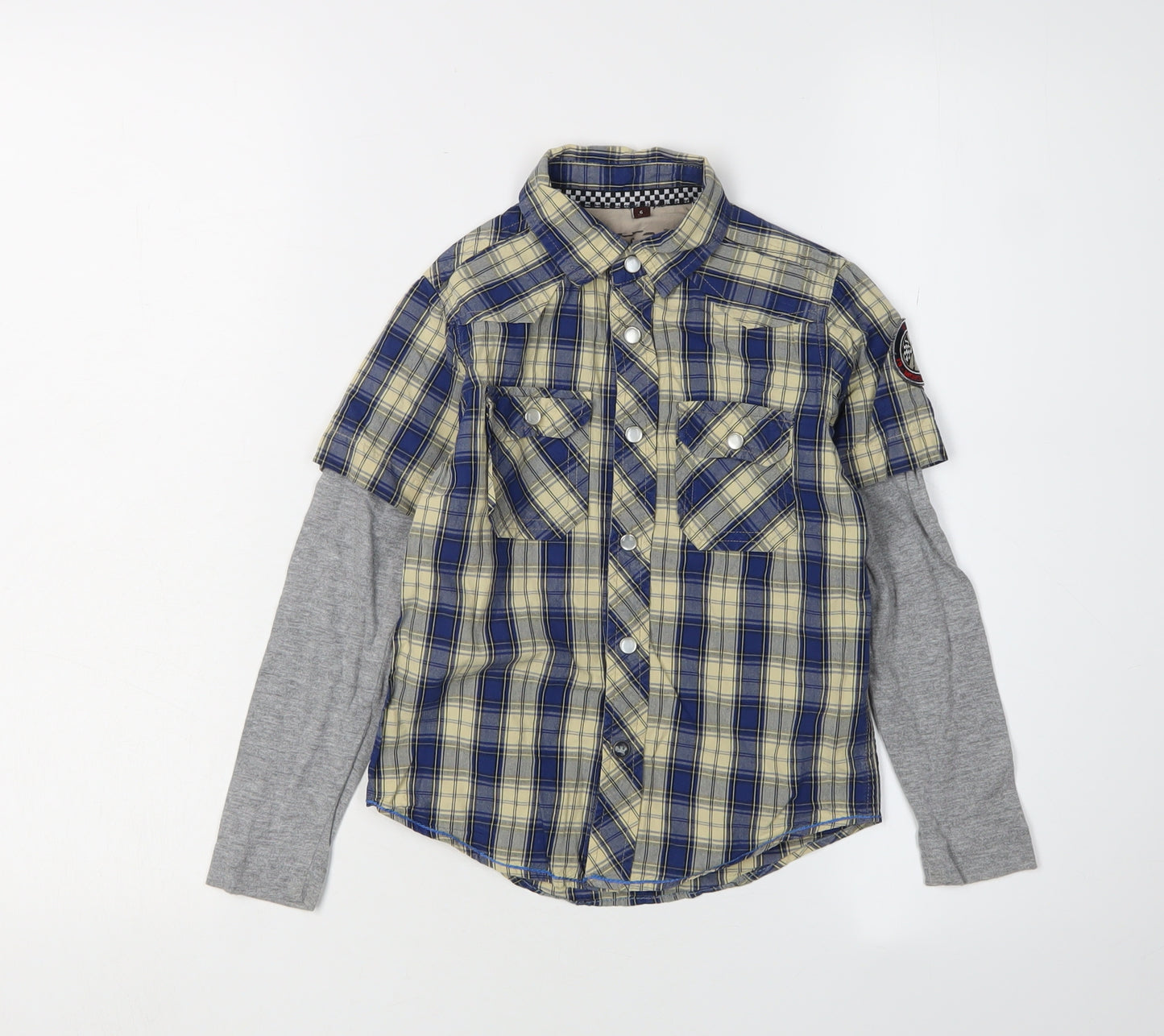 Saint George Boys Blue Check Button-Up Shirt 6 Years