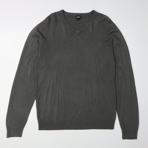Guise Men's Grey V-Neck Pullover Jumper, M, Regular Fit