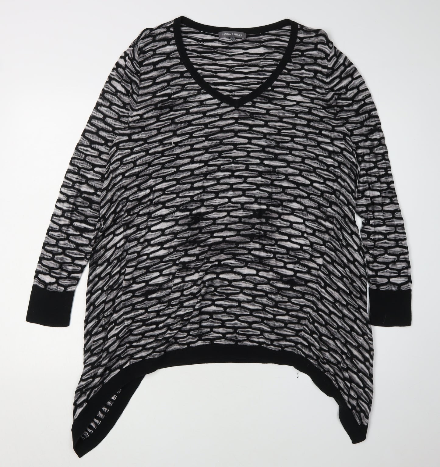 Laura Ashley Women's Black V-Neck Pullover Jumper, Size 12