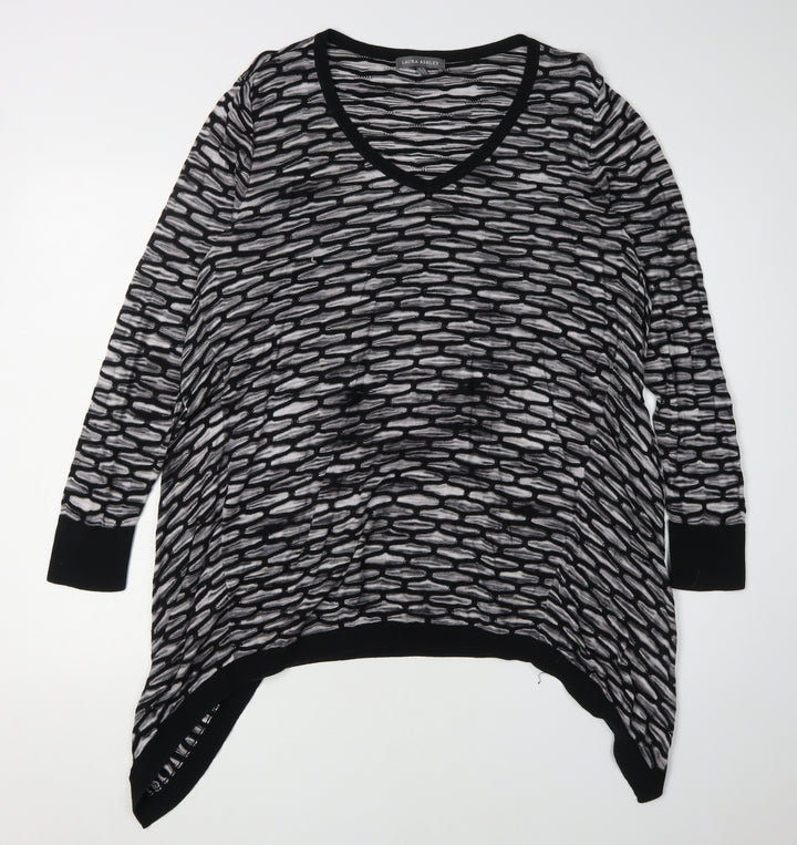 Laura Ashley Women's Black V-Neck Pullover Jumper, Size 12