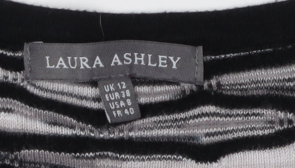 Laura Ashley Women's Black V-Neck Pullover Jumper, Size 12