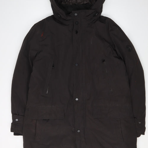 Michael Kors Men's Black Parka Jacket L - Hooded, Pockets
