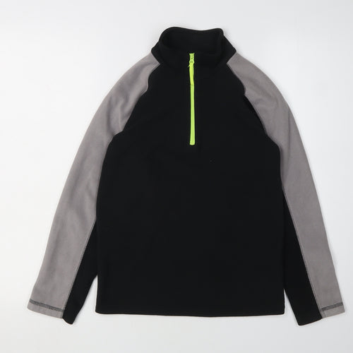 Mountain Warehouse Boys Black Fleece 9-10 Years Half Zip Hoodie