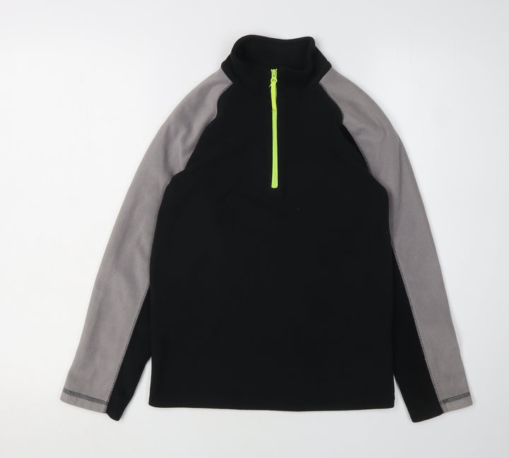 Mountain Warehouse Boys Black Fleece 9-10 Years Half Zip Hoodie