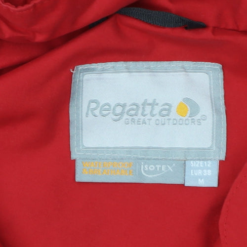 Regatta Women's Red Waterproof Hooded Rain Coat Size 12