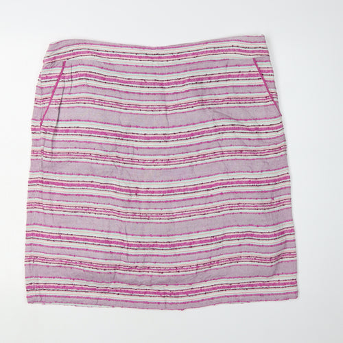 White Stuff Women's Pink Striped Straight Skirt Size 18