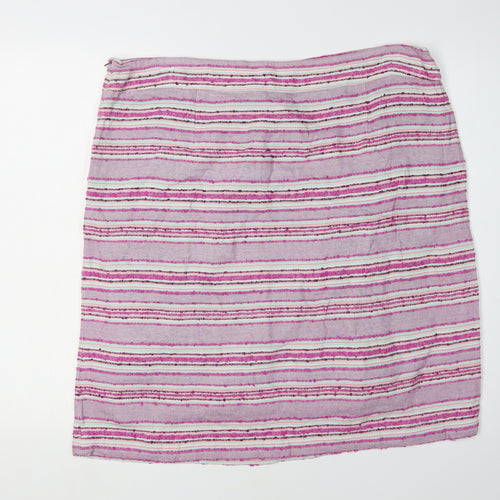 White Stuff Women's Pink Striped Straight Skirt Size 18