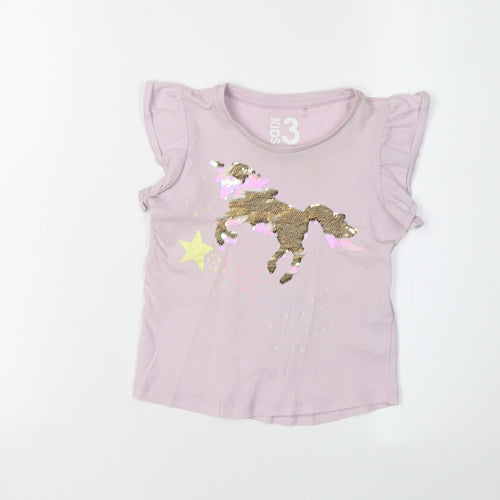 Cotton On Kids Pink Unicorn T-Shirt for Girls, Size 3 Years