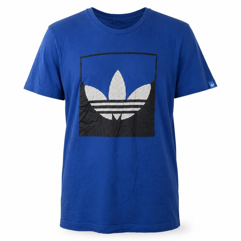 Front view of Adidas Men's Blue Graphic Print T-Shirt, size S