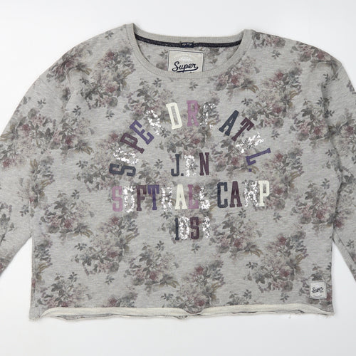 Superdry Women's Grey Floral Print Sweatshirt L
