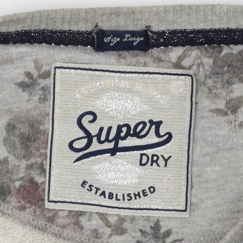 Superdry Women's Grey Floral Print Sweatshirt L