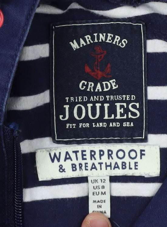 Joules Women's Blue Hooded Rain Coat Size 12