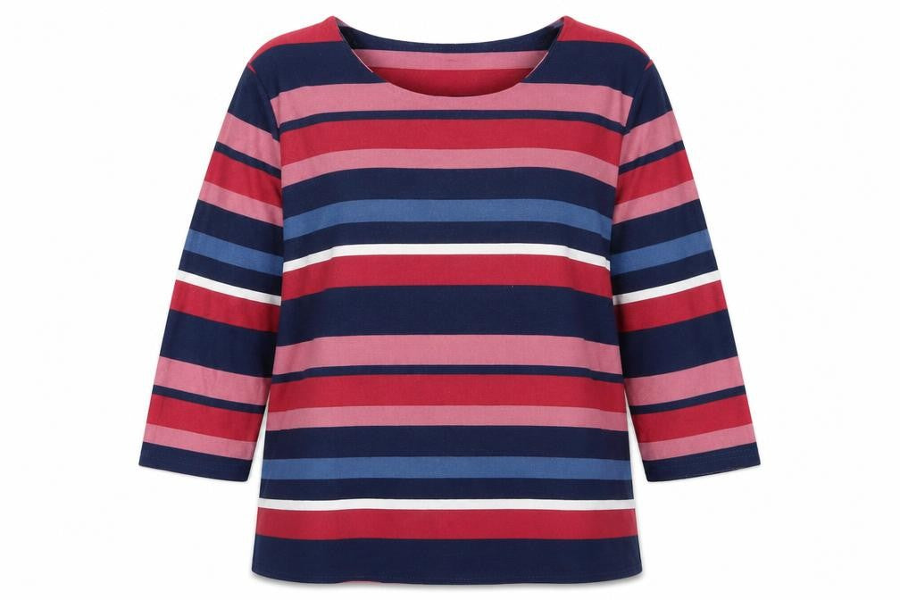 Front view of Honor Millburn Women's Multicoloured Striped T-Shirt, size 16