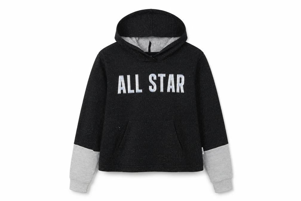 Front view of Converse girls’ black xl pullover hoodie