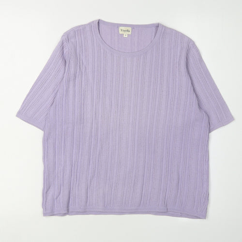 Viyella Women's Purple Cable-Knit Crew Neck Jumper M