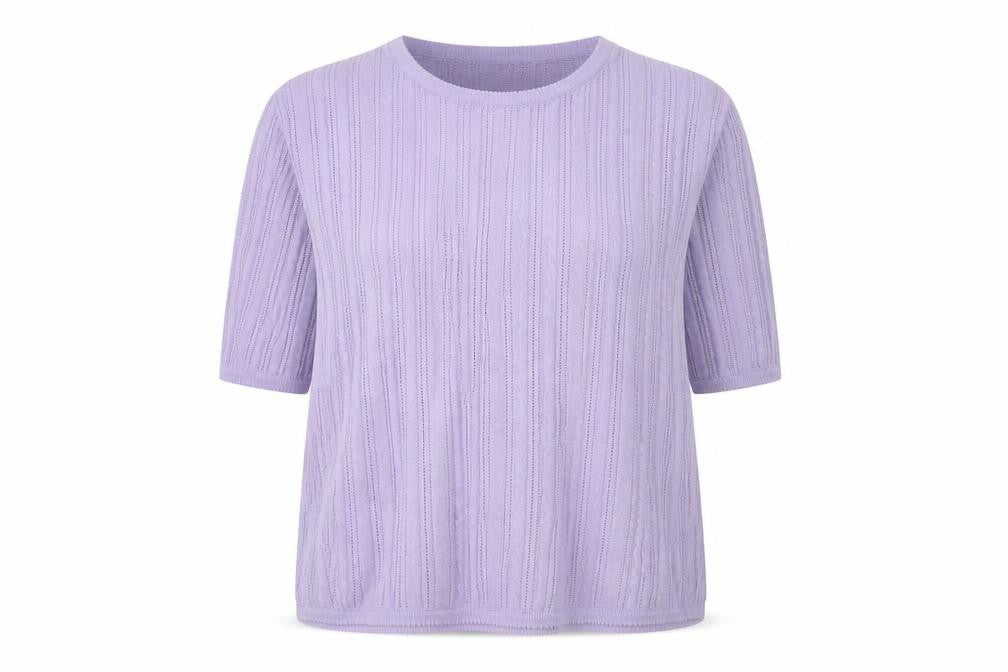 Front view of Viyella Women's Purple Cable-Knit Crew Neck Jumper M