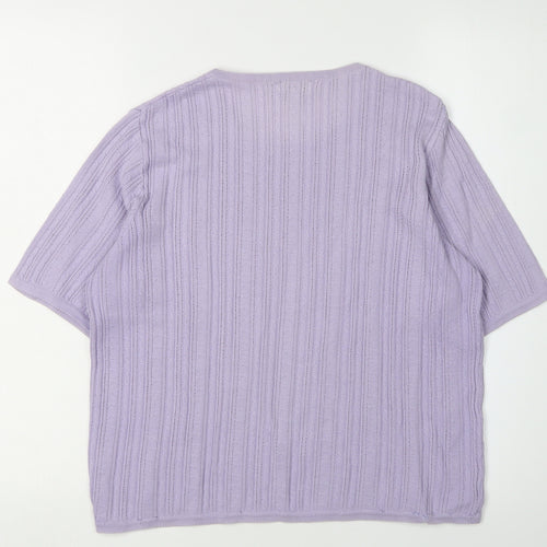 Viyella Women's Purple Cable-Knit Crew Neck Jumper M