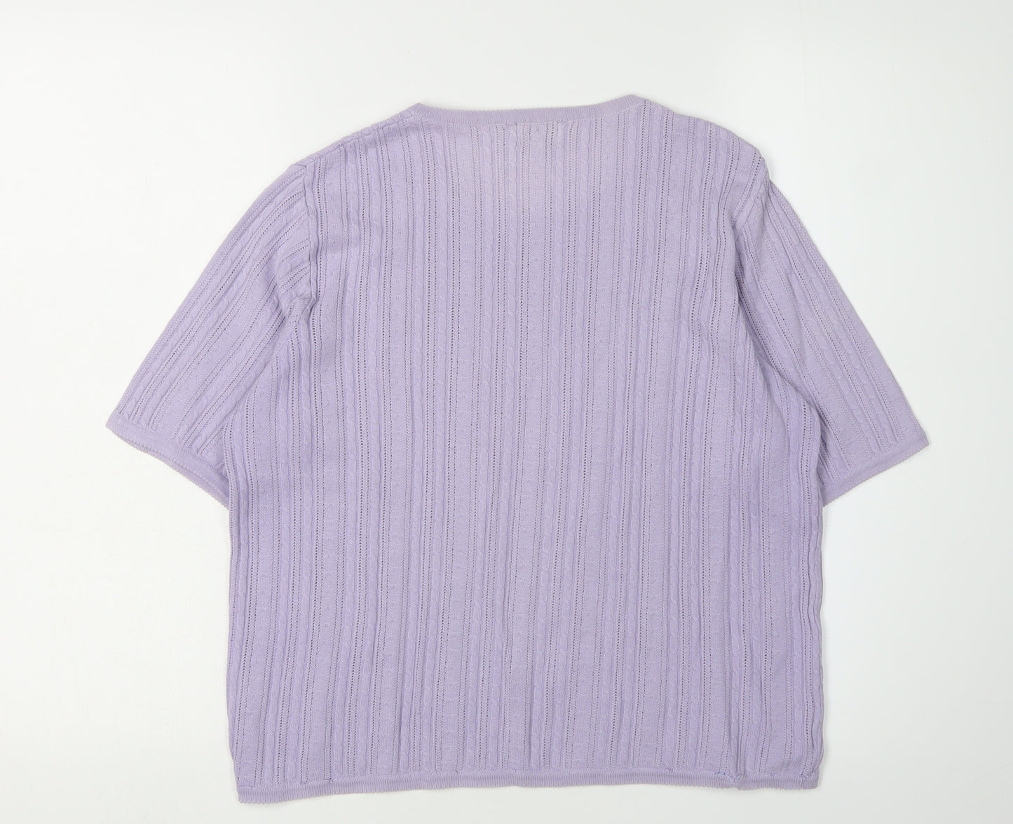 Viyella Women's Purple Cable-Knit Crew Neck Jumper M
