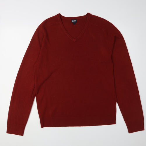 Guise Men's Red V-Neck Acrylic Pullover Jumper, M