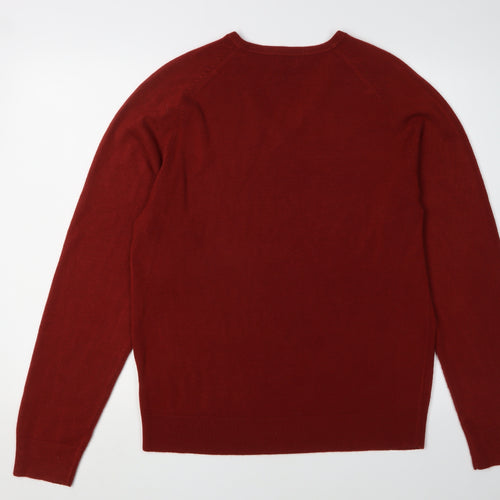 Guise Men's Red V-Neck Acrylic Pullover Jumper, M