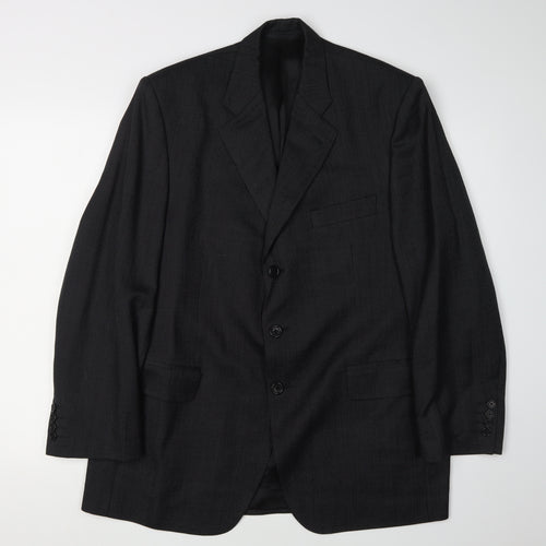 Aquascutum Men's Black Blazer - 42S Notch Lapel Formal