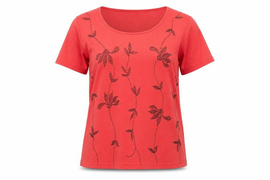 Front view of Windsmoor Women's Red Floral T-Shirt, size M, Casual Style