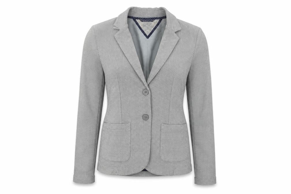 Front view of Faithful and True Grey Women's Blazer, size 12