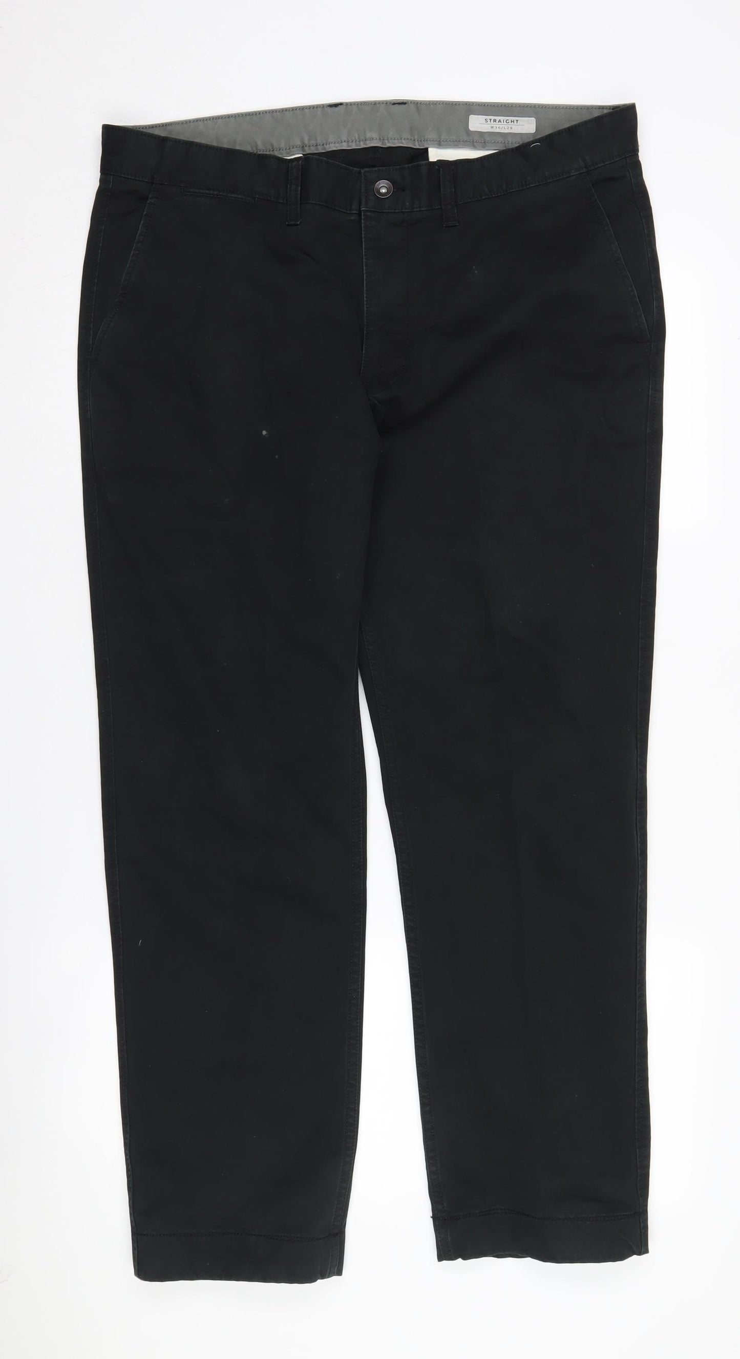 Marks and Spencer Men's Black Chino Trousers, L, Regular Fit