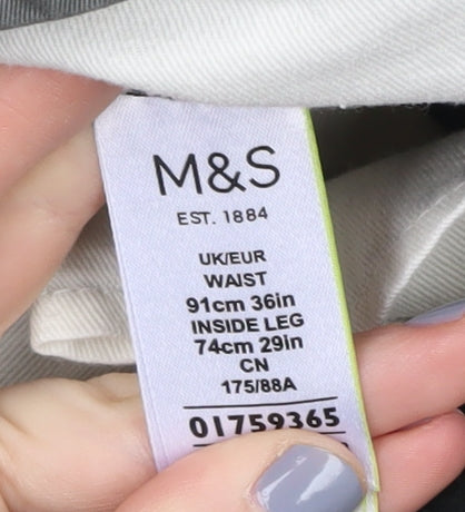 Marks and Spencer Men's Black Chino Trousers, L, Regular Fit