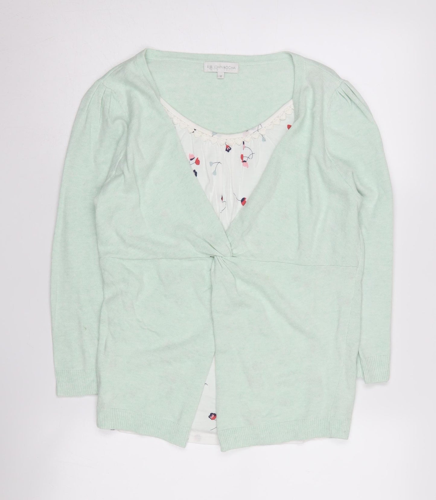 RJR. John Rocha Women's Green Cardigan V-Neck Size 12