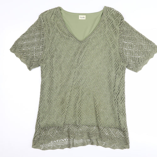 Viyella Women's Green V-Neck Pullover Jumper XL