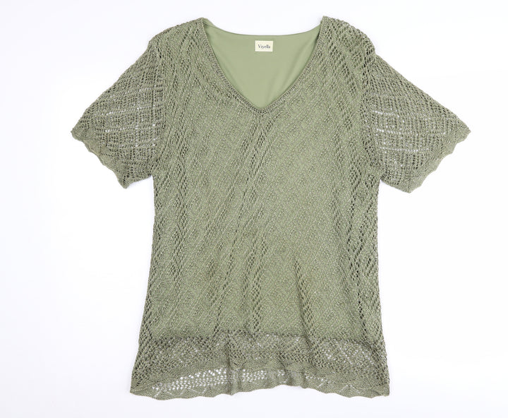 Viyella Women's Green V-Neck Pullover Jumper XL