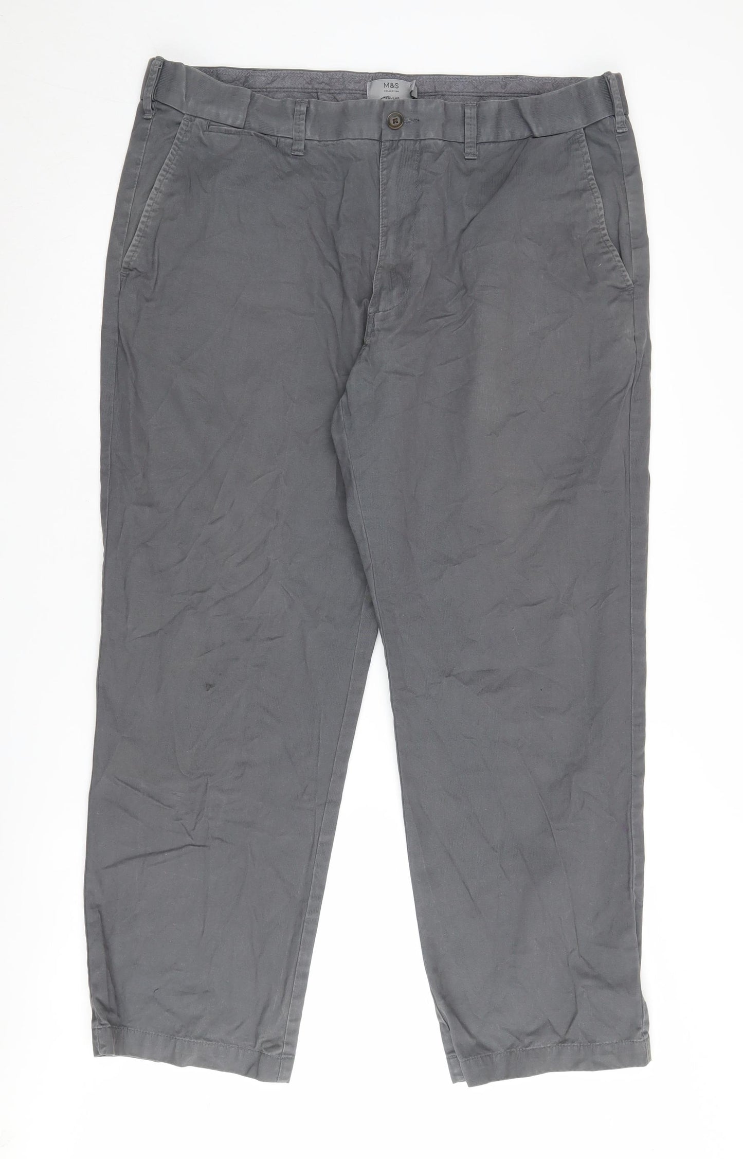 Marks and Spencer Men's Grey Chino Trousers Size 40