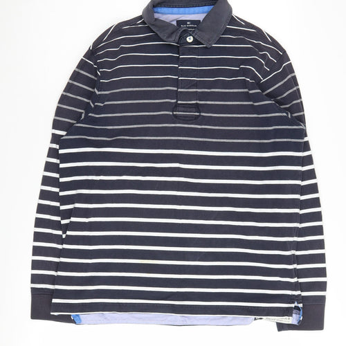 Blue Harbour Men's Black M Striped Long Sleeve Polo