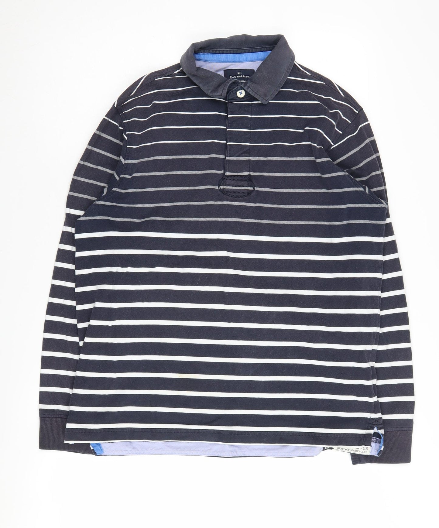 Blue Harbour Men's Black M Striped Long Sleeve Polo