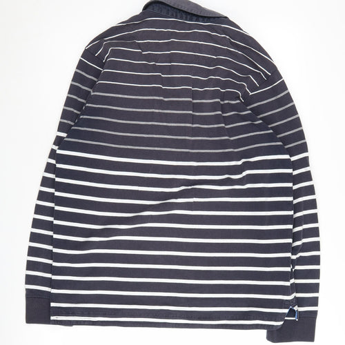 Blue Harbour Men's Black M Striped Long Sleeve Polo