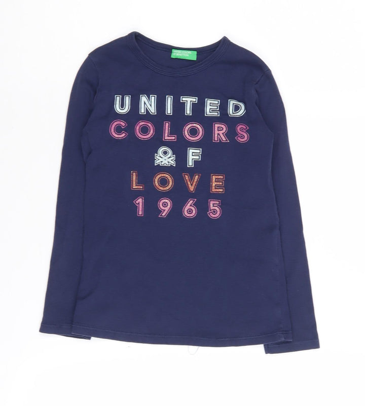 United Colors of Benetton Girls Blue Graphic Pullover T-Shirt S