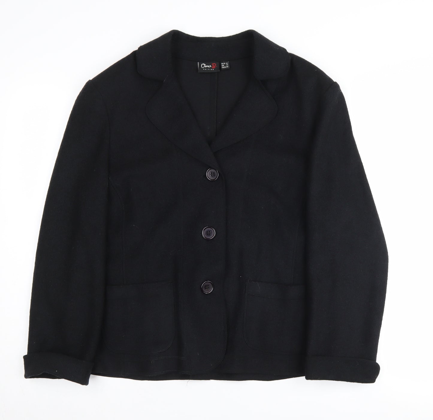Oscar B. Women's Black Wool Blend Blazer - Size 16